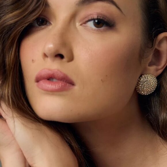 New! Anthropologie Silver Disco Ball Statement Earrings NWOT - Picture 4 of 4